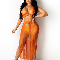 Crop Top Tassell Beach Skirt Set