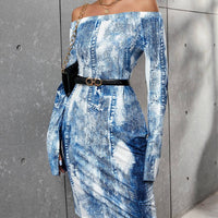 Washed Up Denim Long Sleeve Dress