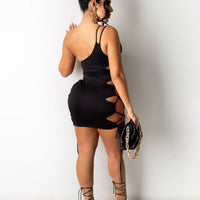 Slit U Sleeveless Dress