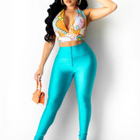 Halter Top With Pencil Pants Set