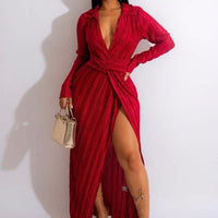 Raspberry Slit Maxi Dress