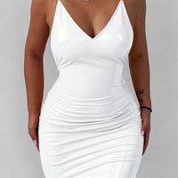 Faux Leather Backless Maxi Dress