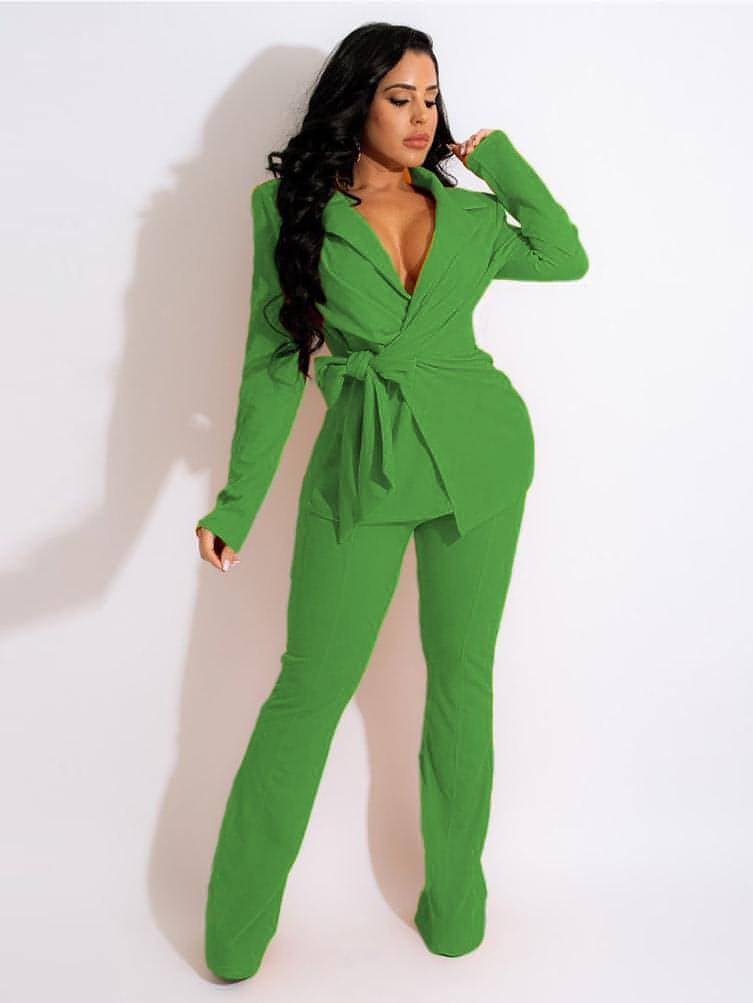 Wrap Me Today Blazer Pants Set
