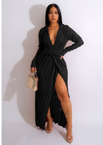 Raspberry Slit Maxi Dress
