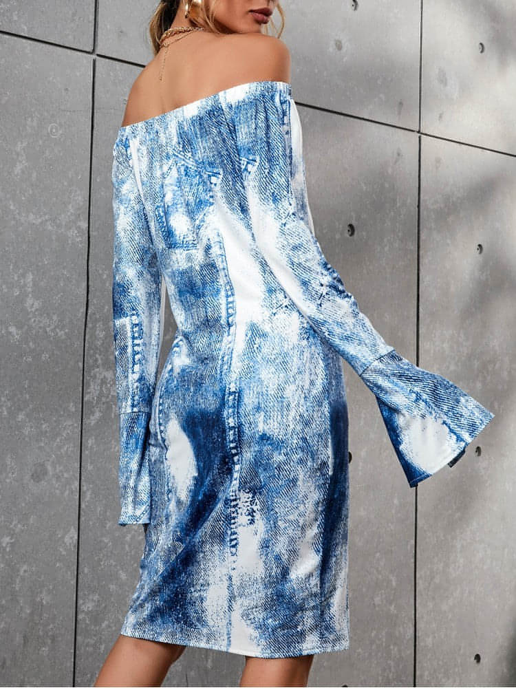 Washed Up Denim Long Sleeve Dress