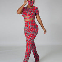 Stacked Pants Plaid Two Piece Set