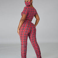 Stacked Pants Plaid Two Piece Set
