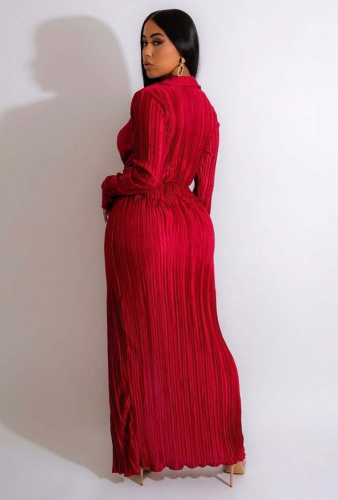 Raspberry Slit Maxi Dress