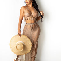 Crop Top Tassell Beach Skirt Set