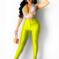 Halter Top With Pencil Pants Set